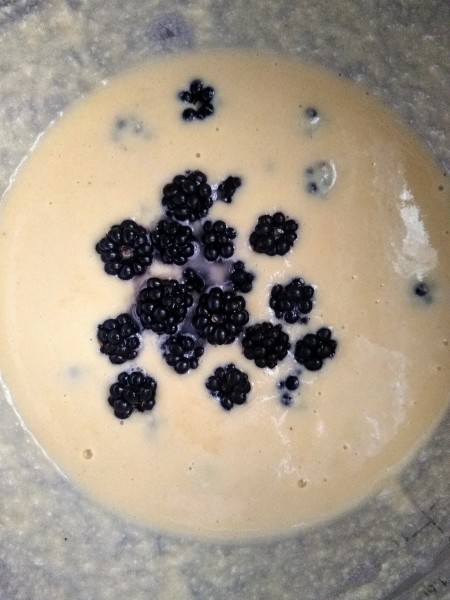 Fold blackberries in bowl.