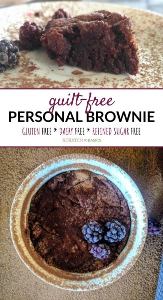 guilt free personal brownie close up and overhead view.