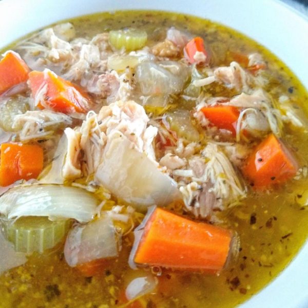 Healthy Chicken Bone Broth Soup With Vegetables