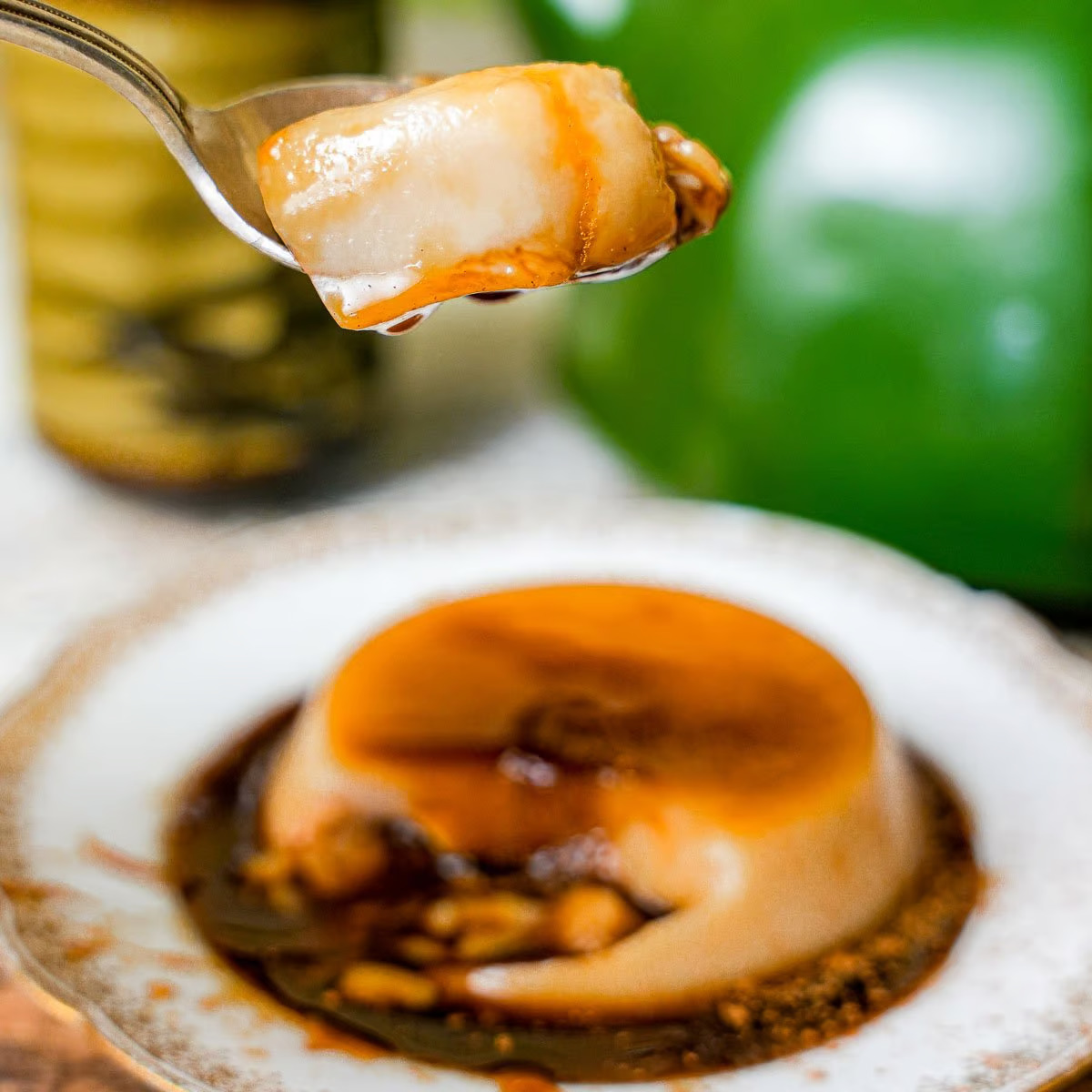 spoonful of caramel flan