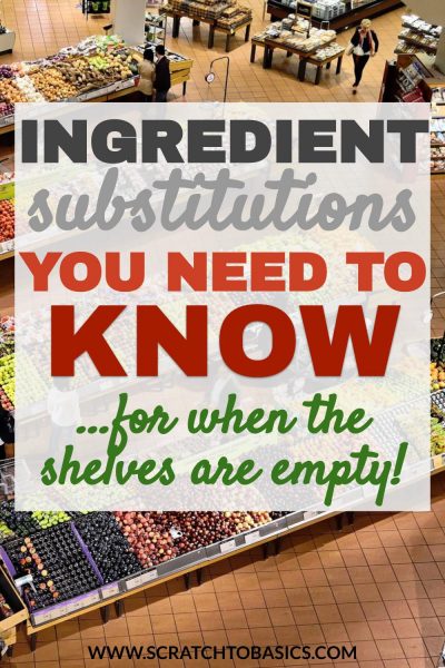 Ingredient substitution list