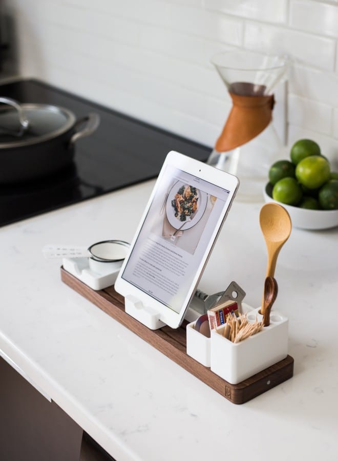 Recipe on tablet on kitchen counter