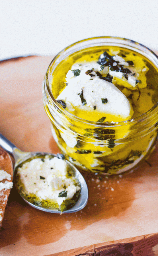 Marinated goat cheese makes a delicious gift this holiday season