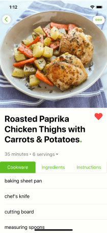 recipe in the Mealime app