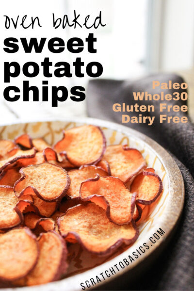 oven baked sweet potato chips in bowl