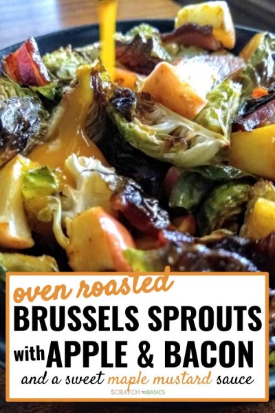 Oven Roasted Brussel sprouts with apple and bacon