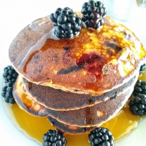 paleo pancake with almond flour and blackberries