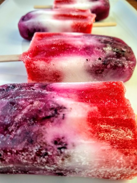 Red, white and purple popsicles