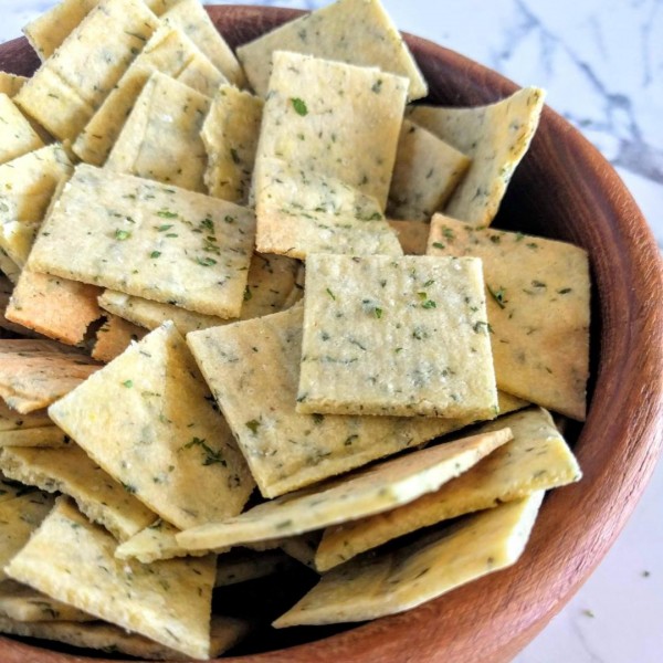 Close up of a bowl of homemade ranch crackers - homemade crackers