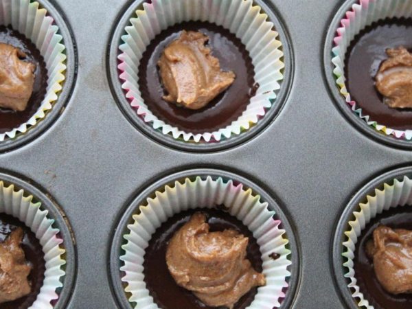 Almond butter mixture in paper cups
