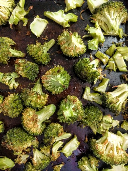 Roasted broccolin in oven 