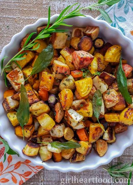 Roasted root vegetables by Girl Heart Food