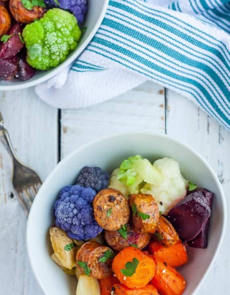 sheet pan sausage and veggies