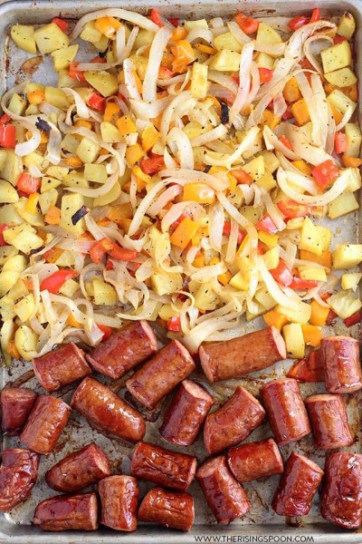 smoked sausage, potatoes and veggies