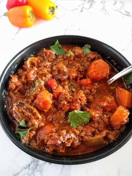 Scratch to Basics beef & bacon Paleo chili