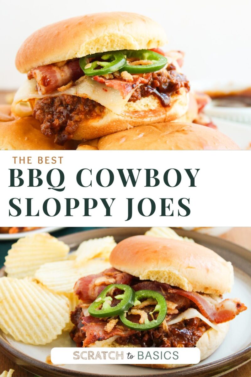 Pinterest pin reading the best BBQ cowboy sloppy joes.