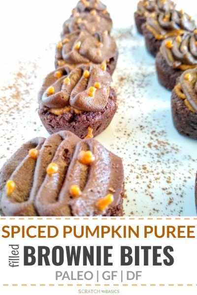 healthy pumpkin brownie bites made in a mini muffin pan