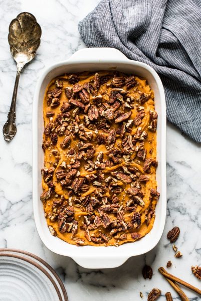 Healthy Sweet Potato Casserole by Isabel Eats