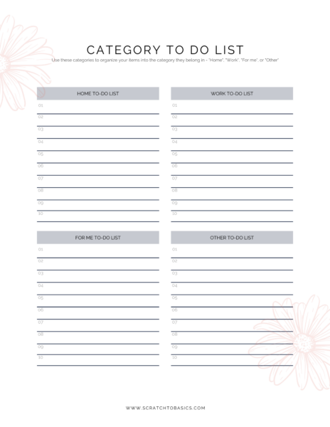 image of category to do list template