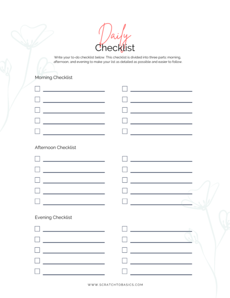image of daily checklist to do list template