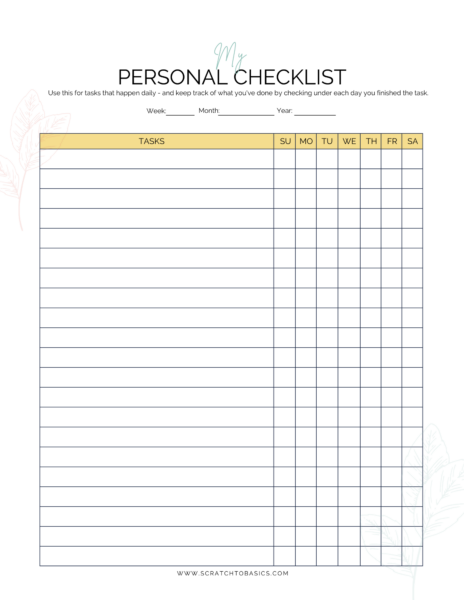 image of personal to do list template