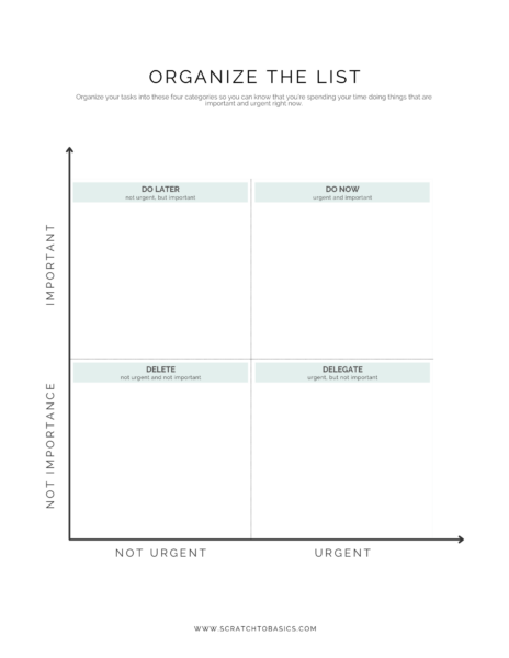 image of quadrant to do list template