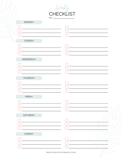 image of weekly checklist to do list template