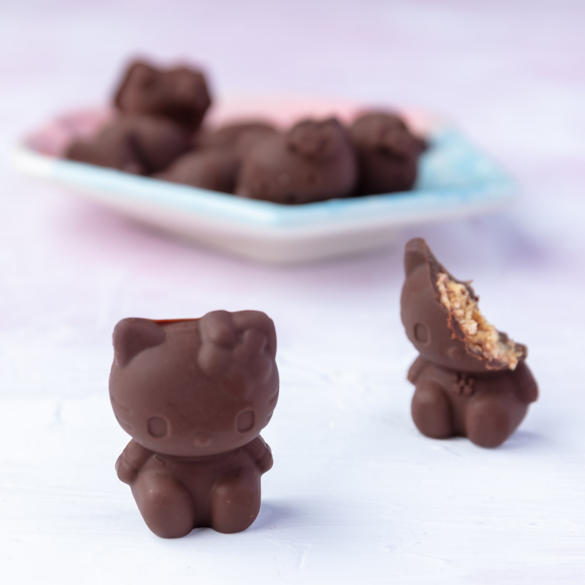 Cute Bitten and whole Butterfinger  chococolate coated Hello Kitty Candies 