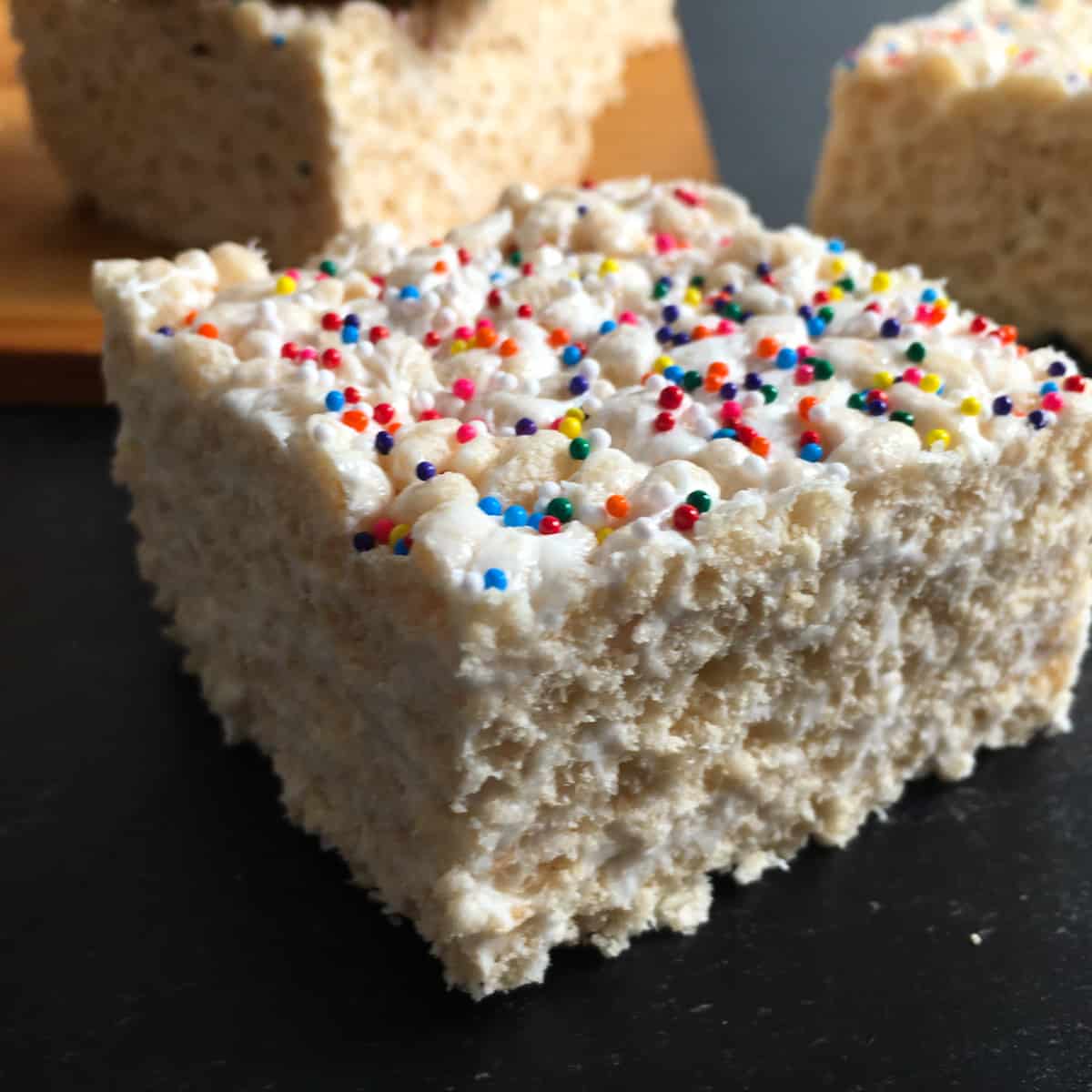 rice crisp bars with colorful sprinkles