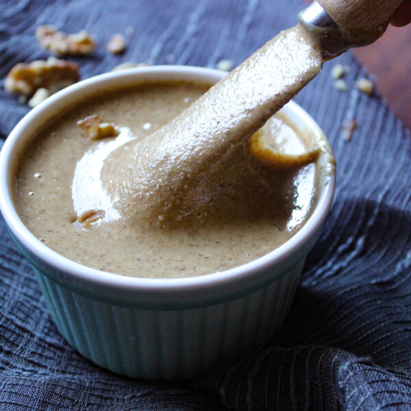 creamy walnut butter in a bowl