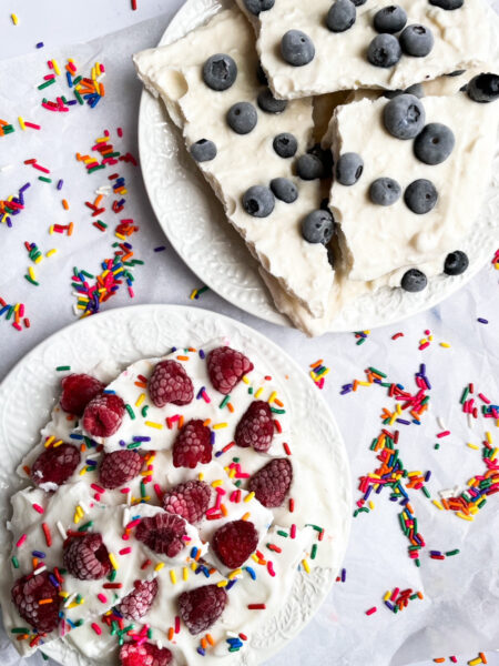 Breakfast bark on a plate